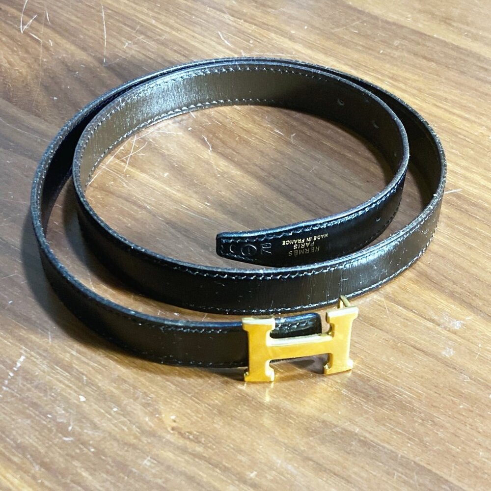 Genuine Hermés Thin Belt With Two Straps, Black and Brown